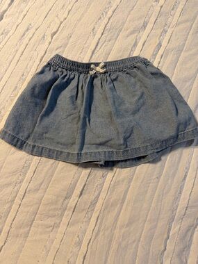 Carter's Light Blue Denim Pull-On Skirt with Bow